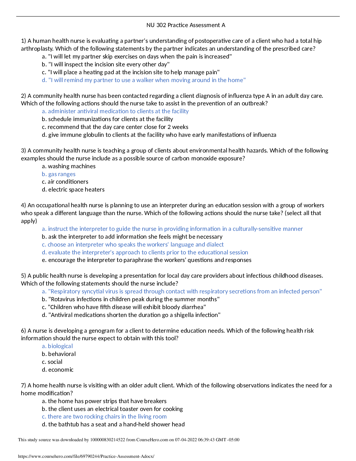 Preview image of NURSING 302 Practice Assessment A document